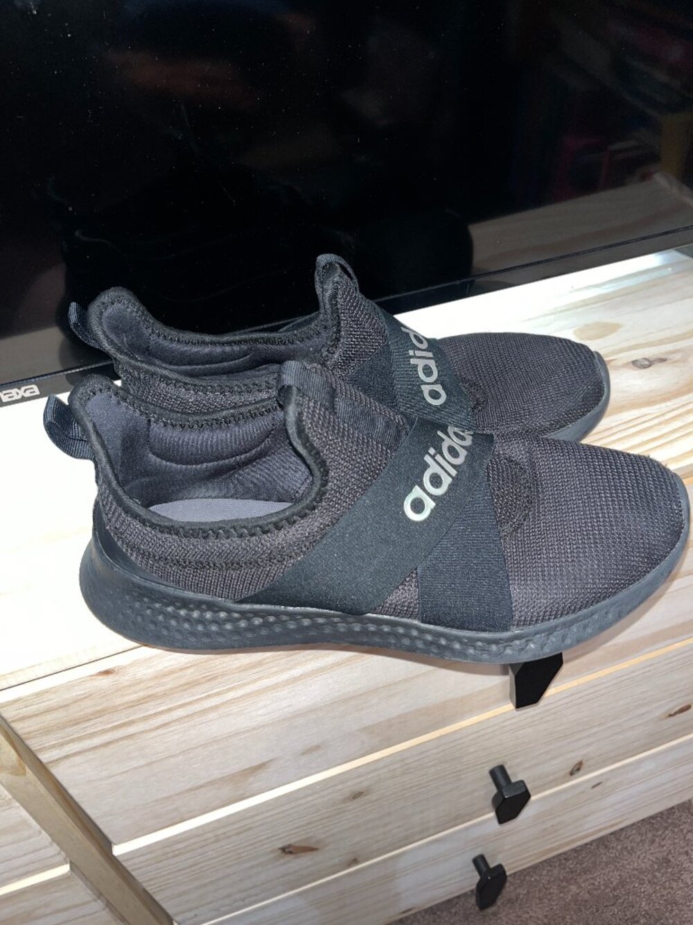 Adidas Slip On Sneakers 11 Black Elastic Strap Comfort Running Training Shoes